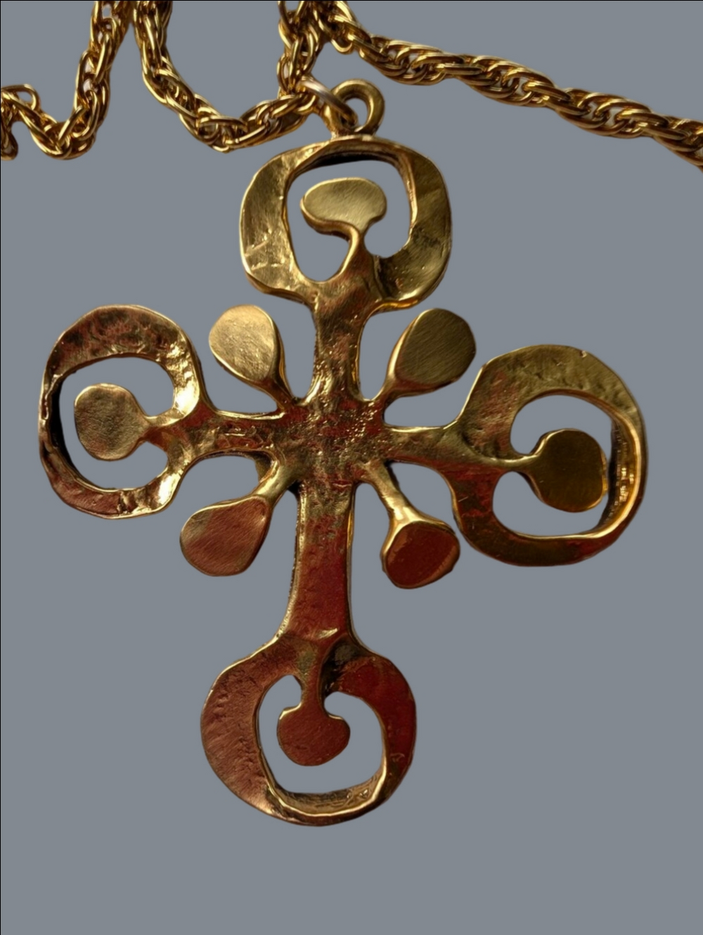 Vintage Necklace Cross Pendant By Frank Tortolani Mid-Century Modern 1960-70